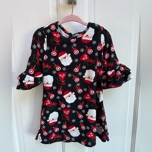 NWOT Rare Editions 24M Long Sleeve Black & Red Christmas Santa Girls Dress